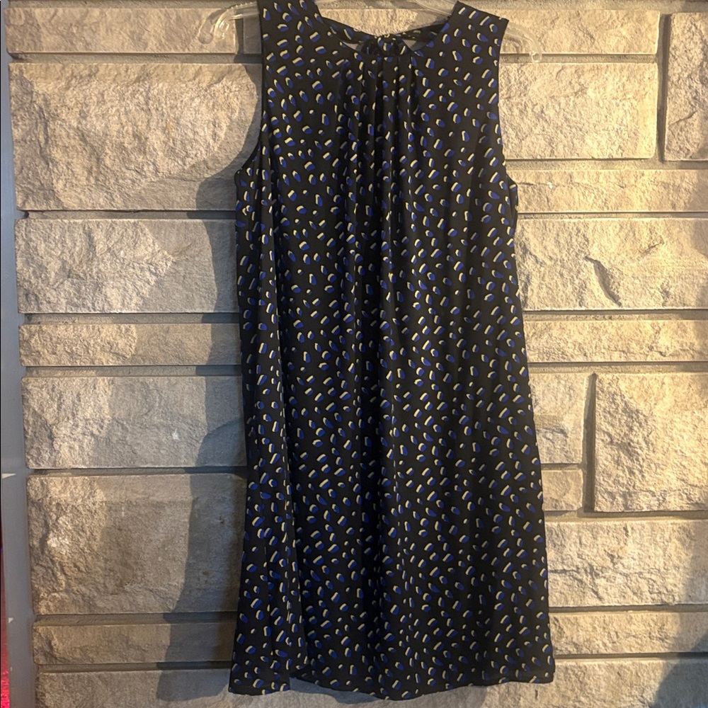 Massini Black Dress with Blue and Gold Accents